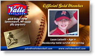 Baseball Club Membership Card